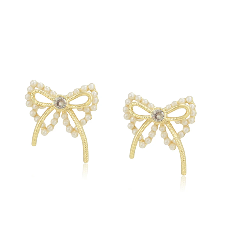 

BL E-1959 Xuping INS Dainty Small Delicate Fashion Pearl Earrings Girl Butterfly Bow Flower Hoop Crystal Zircon Stud Earring