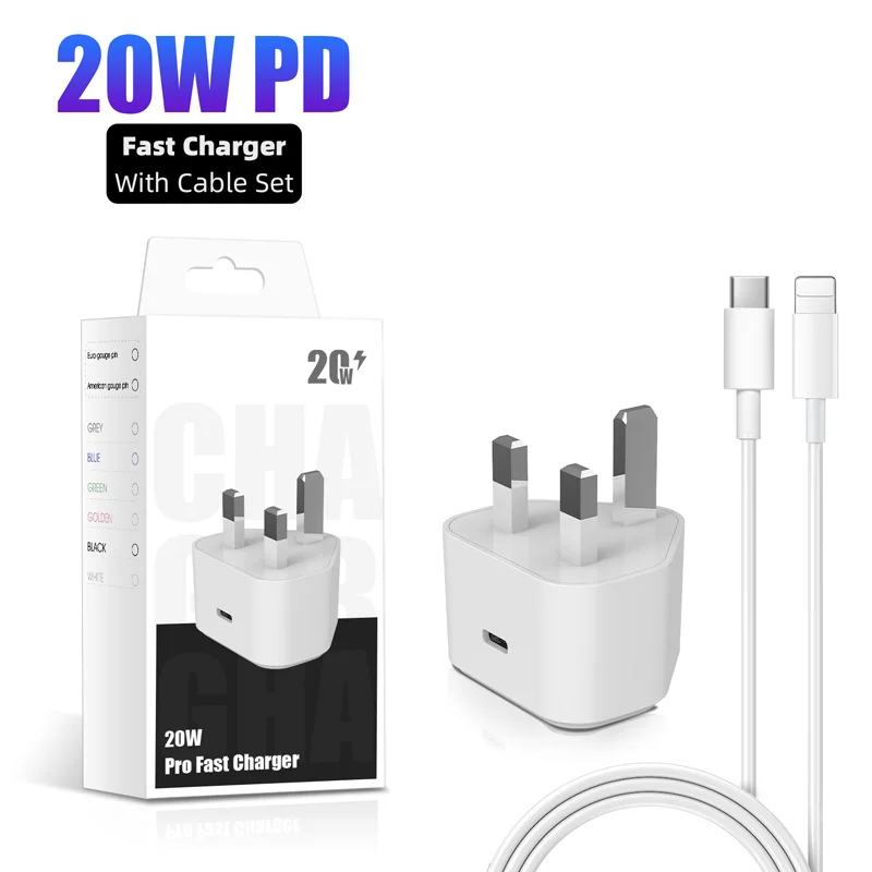 

Original Quality Uk Plug 20w Three-pin charger For phone 13 14 Pd Fast Charging Type C Power Adapter 5v/2.4a 9v/2a 9v/2.2a