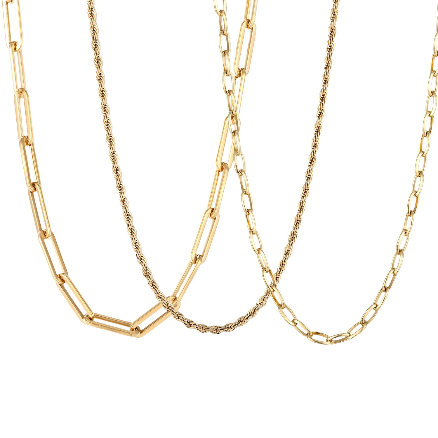 

2022 Custom Women 14K Gold Filled Paper Clip Chain Necklace Stainless Steel Rectangle Long Link Paperclip Choker Necklace