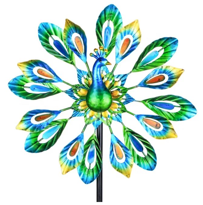 

Stable Stakes Garden Decoration Led Light Metal Wind Spinner Windmill for Outdoor Yard, Customized color