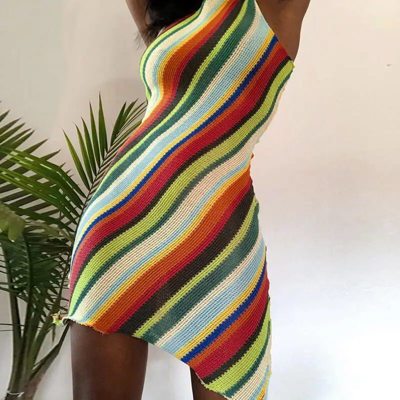 

FS4229A Trendy clothing vendors women hot selling bodycon stripe dresses