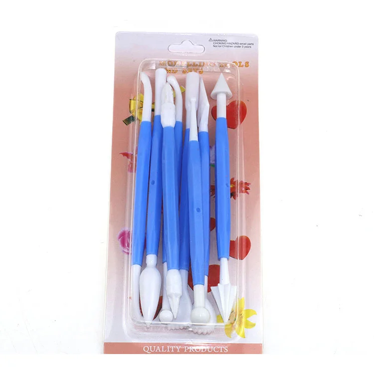 

8Pcs/Set Fondant Cake Decorating Modelling Tools 16 Patterns Carving Flower Craft Clay Modeling Baking Accessories Set, Blue/yellow/pink/rose red/purple