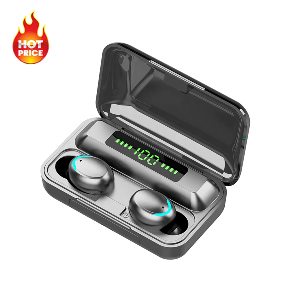 

Hot Selling Noise Cancelling Sport Bt 5.0 Wireless Earbuds With Power Bank Battery Display Tws F9 F9-5 F9-5C