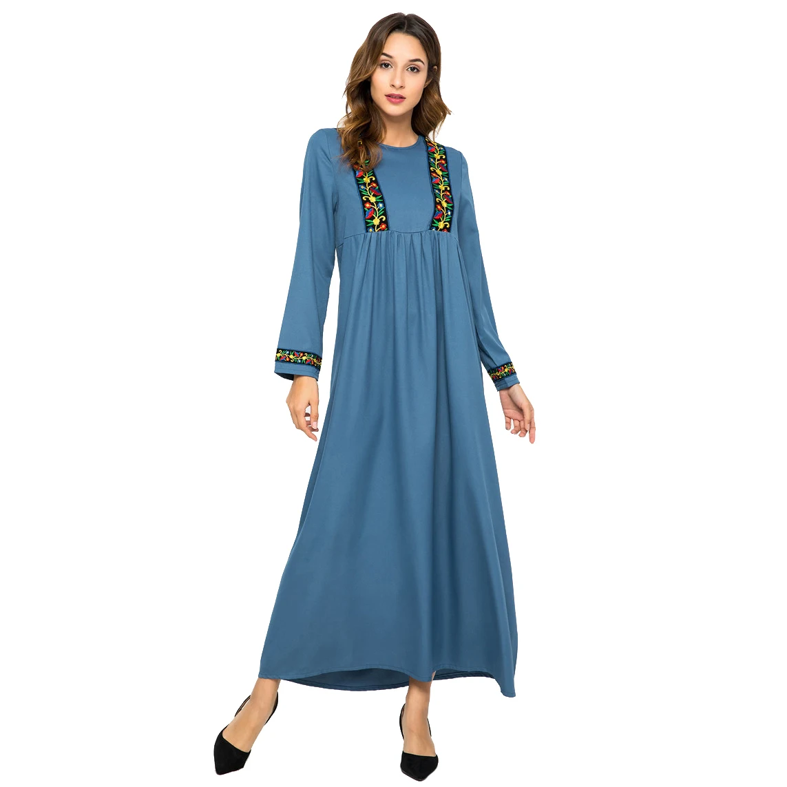 

Long dress chiffon new style abaya dubai muslim dress moroccan kaftan dress, Gray