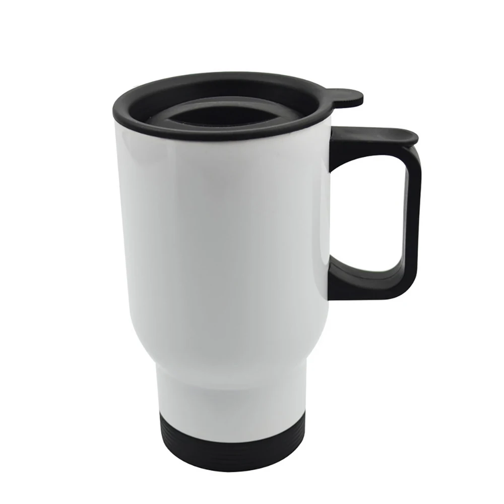 

Blank sublimation travel mug stainless steel coffee mug with lid wholesale, White;silver