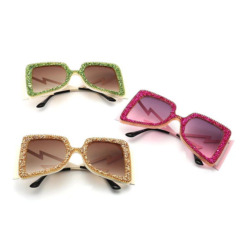 

Padey Shine Fashion Sunglasses Bling Street Snap Custom Eye Wear Woman Luxury Diamond Sunglasses 1916, Picture colors