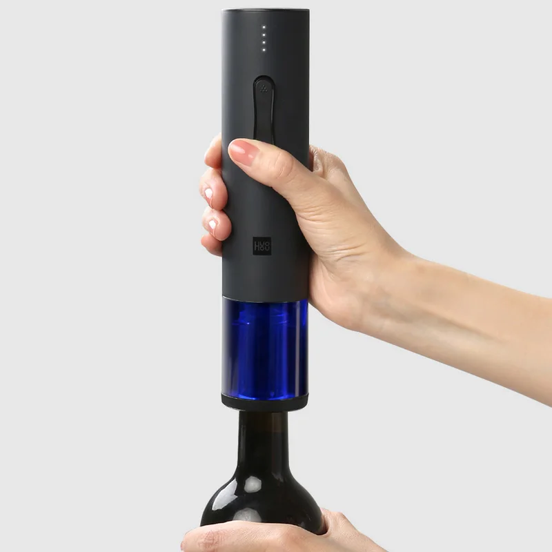 

Hot Sale Huohou Automatic Red Wine Bottle Opener Kitchen Tool Electric Corkscrew, Black