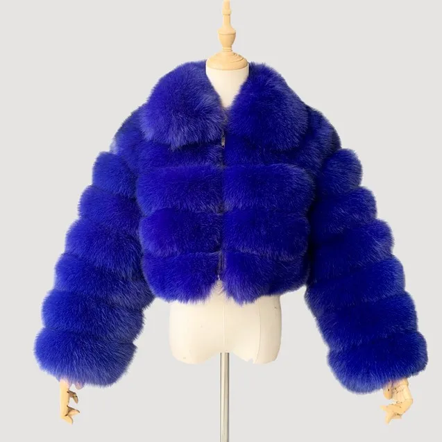 

New Winter Furry Cropped Faux Fur Coats Women 2021 Fluffy Top Coat Warm Fur Jacket for Ladies, As pictures shown or custom