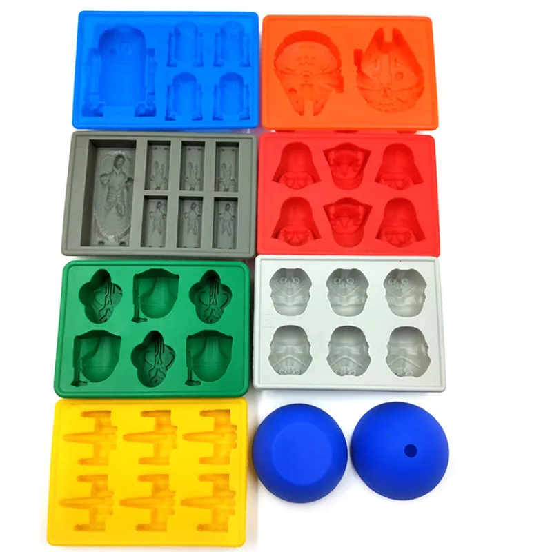 

Set of 8 Ice Maker Tray for Whiskey Large Spheres Star Ball War Silicone Ice Cube Molds