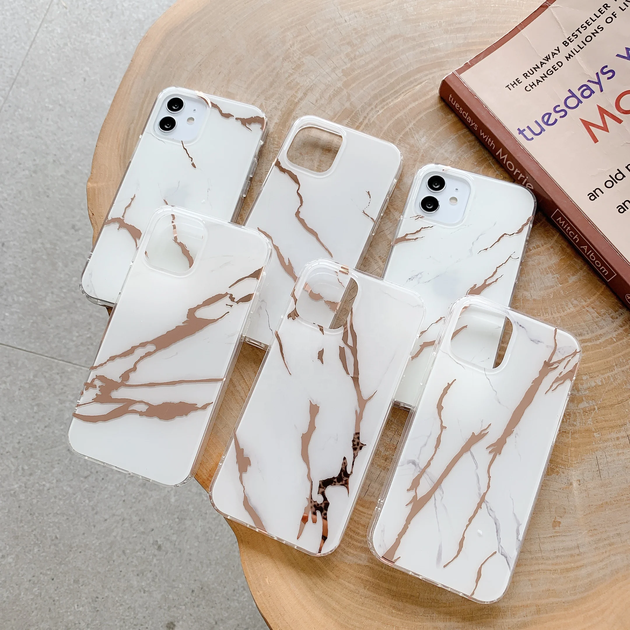 

IMD gold foil pure marble phone case for iPhone 12 shockproof electroplated IMD TPU Phone Case for iPhone 12 pro max, Multi-color, can be customized