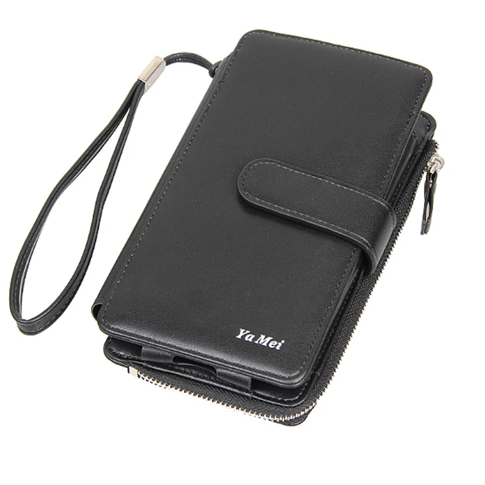 

2021 hot wallet retro style men's cross-sectional business light zipper multi-card custom PU leather wallet