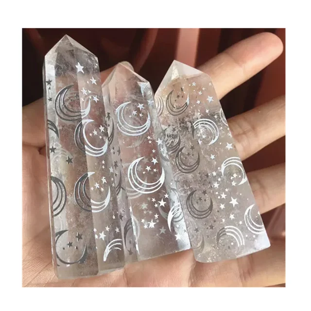 

Wholesale natural quartz tower healing wands crystals clear quartz runes point crystal tower