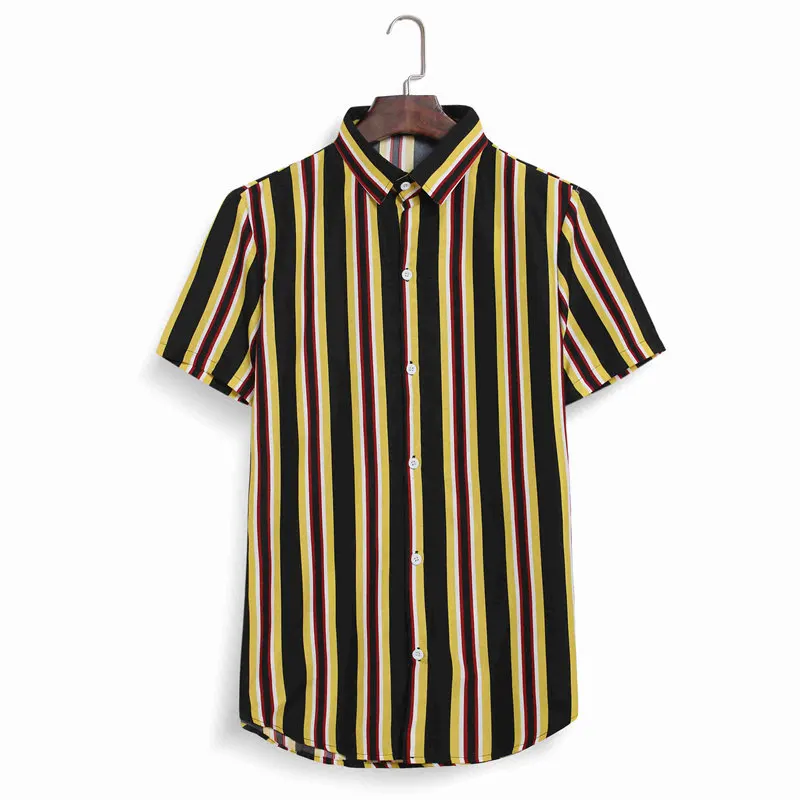 New Arrival Cheap Stylish Yellow White Vertical Striped Slim Fit Plus ...