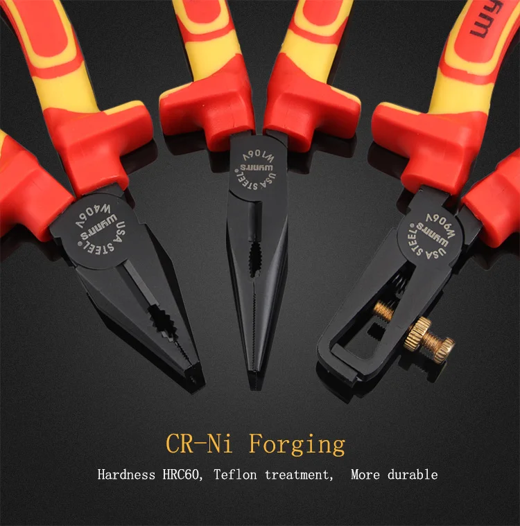 Multi functional cutting pliers VDE Insulated Handle Long Nose Plier cable cutters