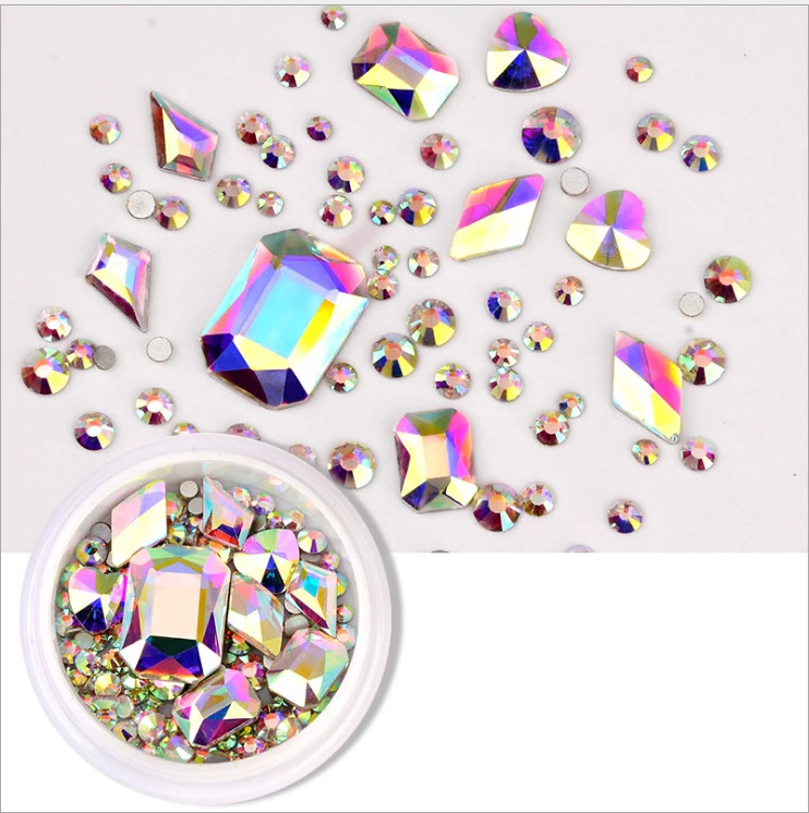 

Mixed Fashionable Flat Base Glitter nail rhinestones for Nail Salon