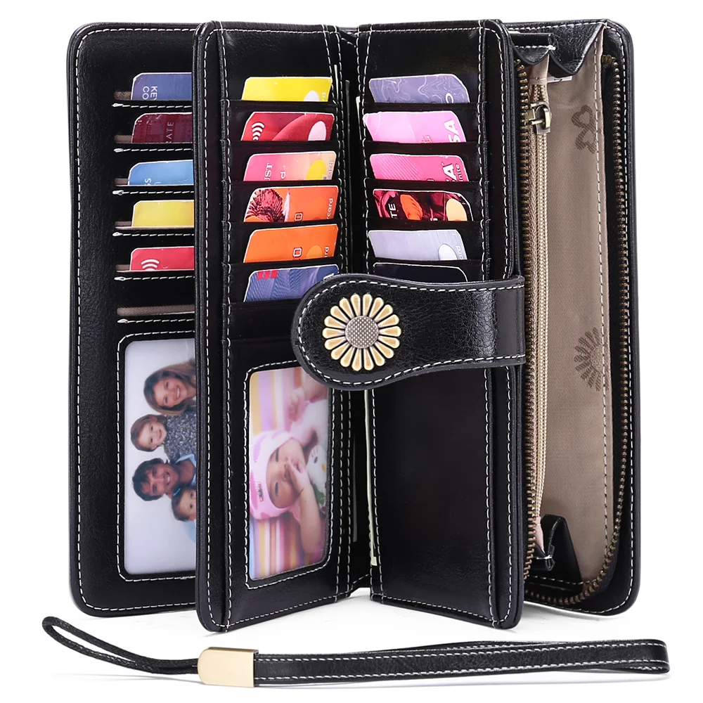 

Large Capacity Zipper Excellent purse Long Women Luxury Wallet organ style cash pocket, Dark green/wine red/yellow/black or customized