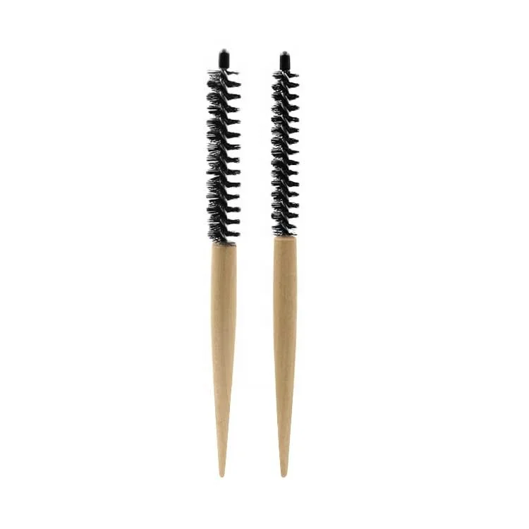 

Ex-factory Price Amazon Nylon Bristle Styling Bang Short Curly Hair Comb Round Wooden Handle Teasing Brush