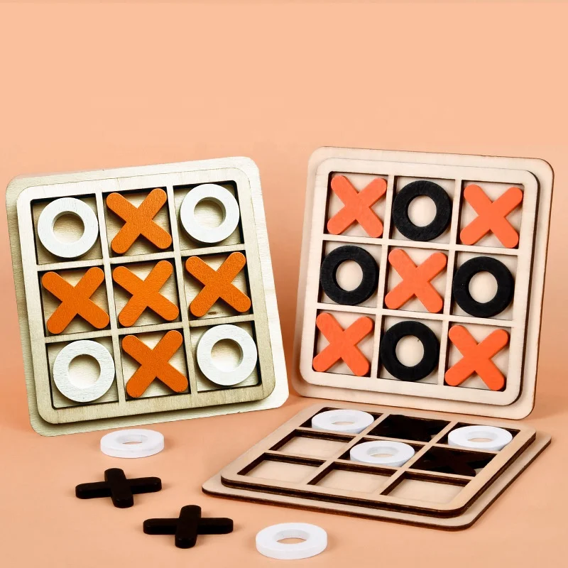 

Factory Wooden Educational Wholesale Tictactoe Board Puzzle Game Kindergarten Logical Thinking Training Shape Toys For Kids