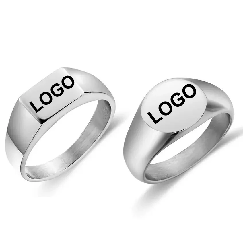 

7mm Sliver Classic Jewelry Tarnish Free Blank Plain Stainless Steel Women Mens Signet Rings for Gift Fashion Can Custom Logo