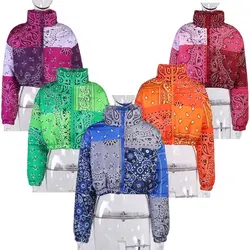 2021 Women Bandana Jackets Bubble Crop Coats Puff 