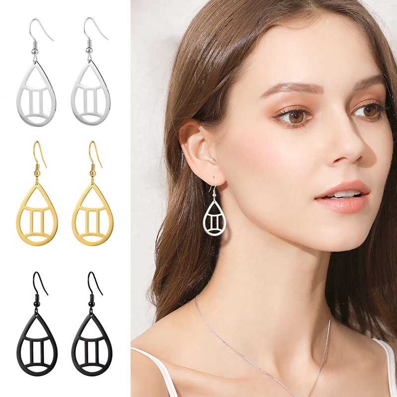 

Stainless Steel Stud Earrings Jewelry Fashion Women 12 Zodiac Earrings Real 18k Gold Plated Jewelry Gifts For Women Men