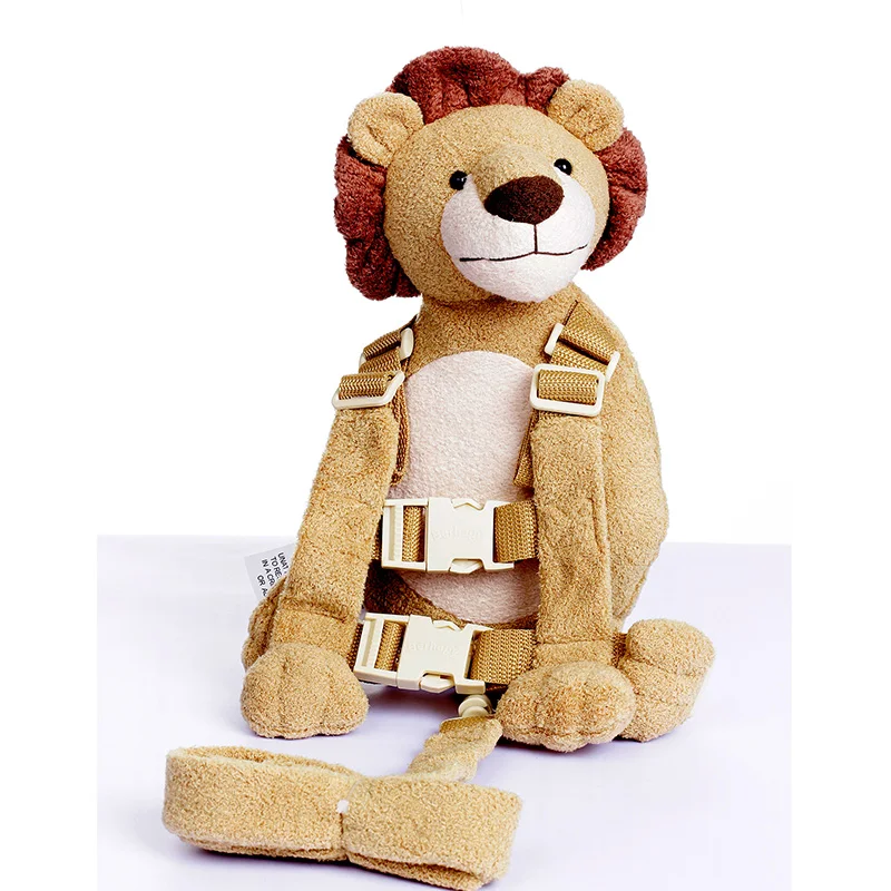 

Stock Supply Cartoon Animal Lions Shape 2 In 1 Plush Doll Bag Backpack Toddler Anti-Lost Backpacks For Kids Toys, Customized color