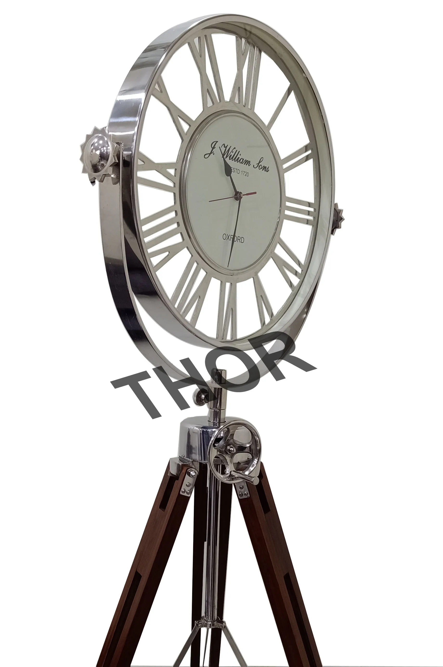 
Retro Brown Tripod Floor Clock With Stand Adjustable Legs Clock Nautical Decor 