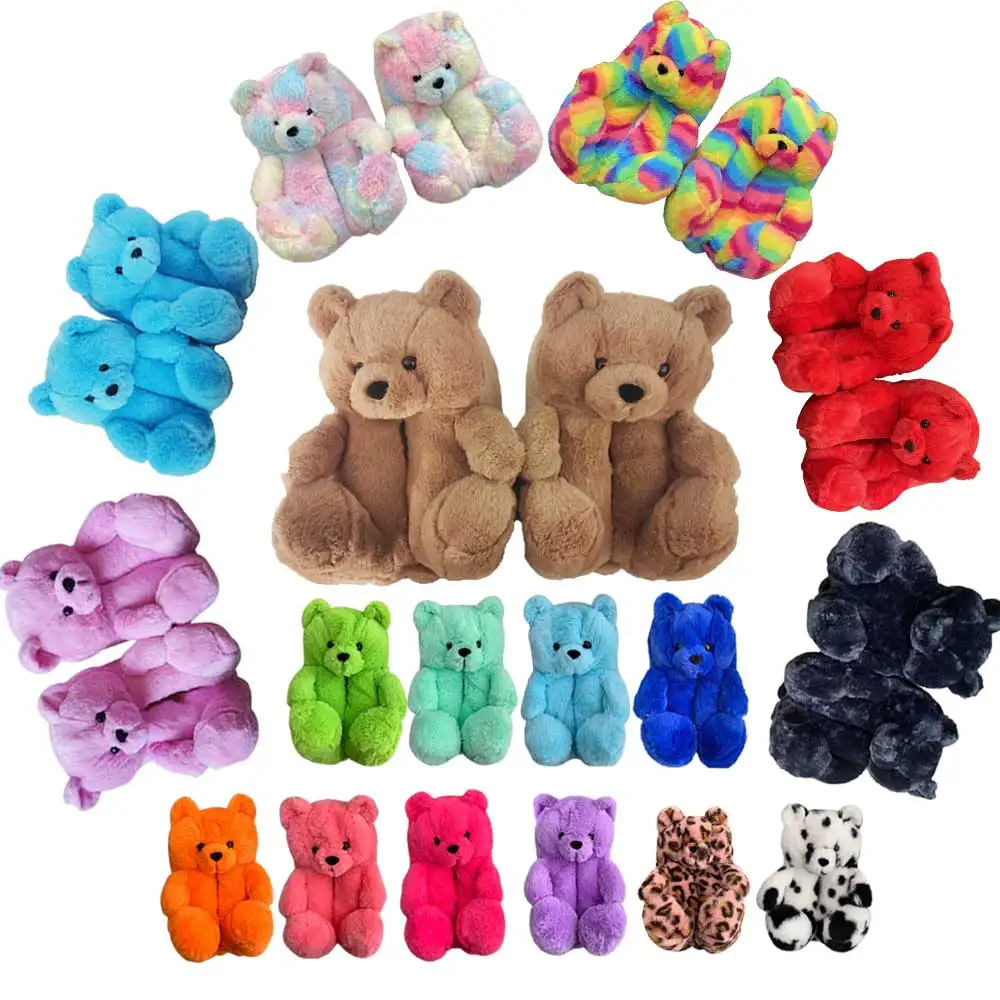 

Ins Tiktok Hot Sale Women's New Style Teddy Plush Bear Fur Shoes Fuzzy Stuffed House Slippers For Women Teddy Bear Slippers, Requirement