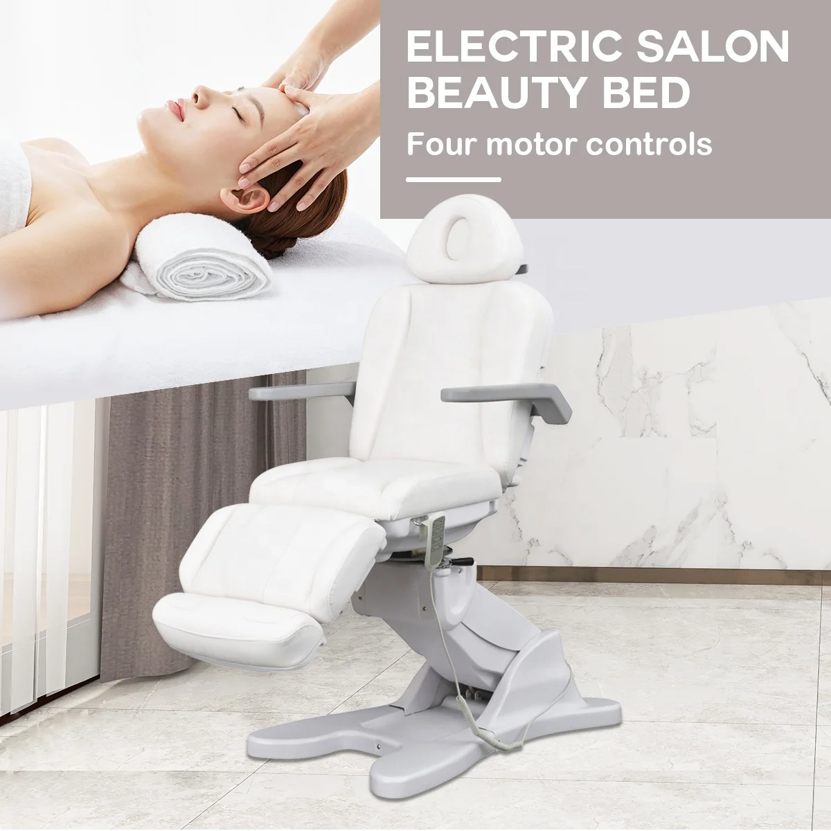 

270 swivel electric massage bed v3 facial beauty salon spa bed facial bed in white, Various colors available