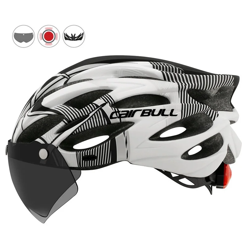 

New Cycling Helmet with Goggles & Visor Sports Ultralight Road Mountain Bike Helmet with Taillight In-mold Mtb Bicycle Helmet