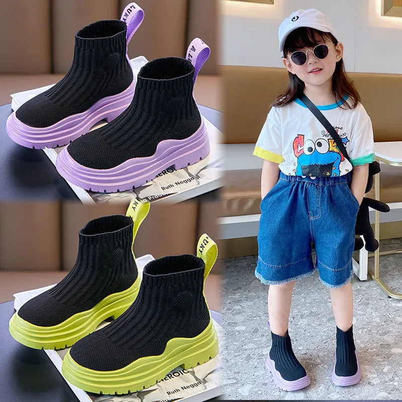 

Factory Direct Fashion Kids Children's Breathable sock boots, Purple,green