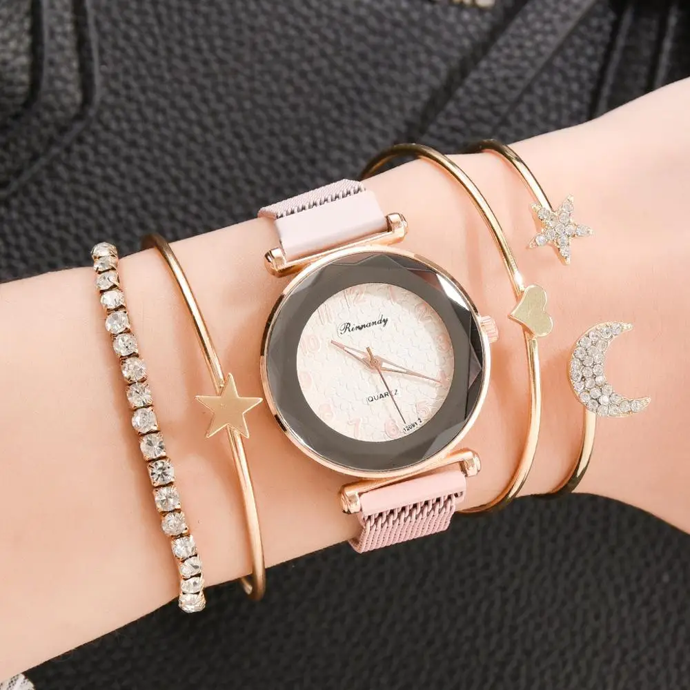 

2020 New Products Fashion Women's Strap Bracelet Set Quartz Watch Alloy Mesh Belt Classic Ladies Watch