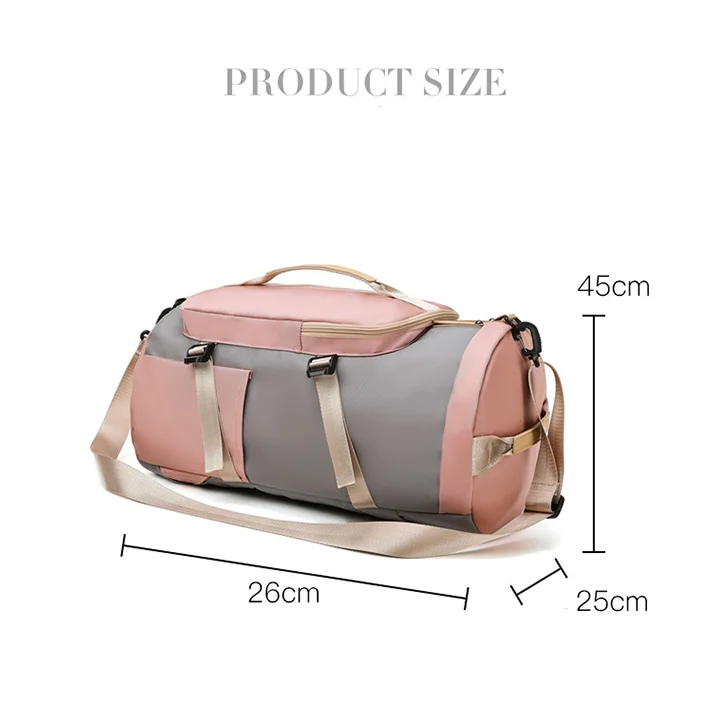 Pink Shoulder Woman Nylon Travel Portable Casual Gym Backpack Shoes