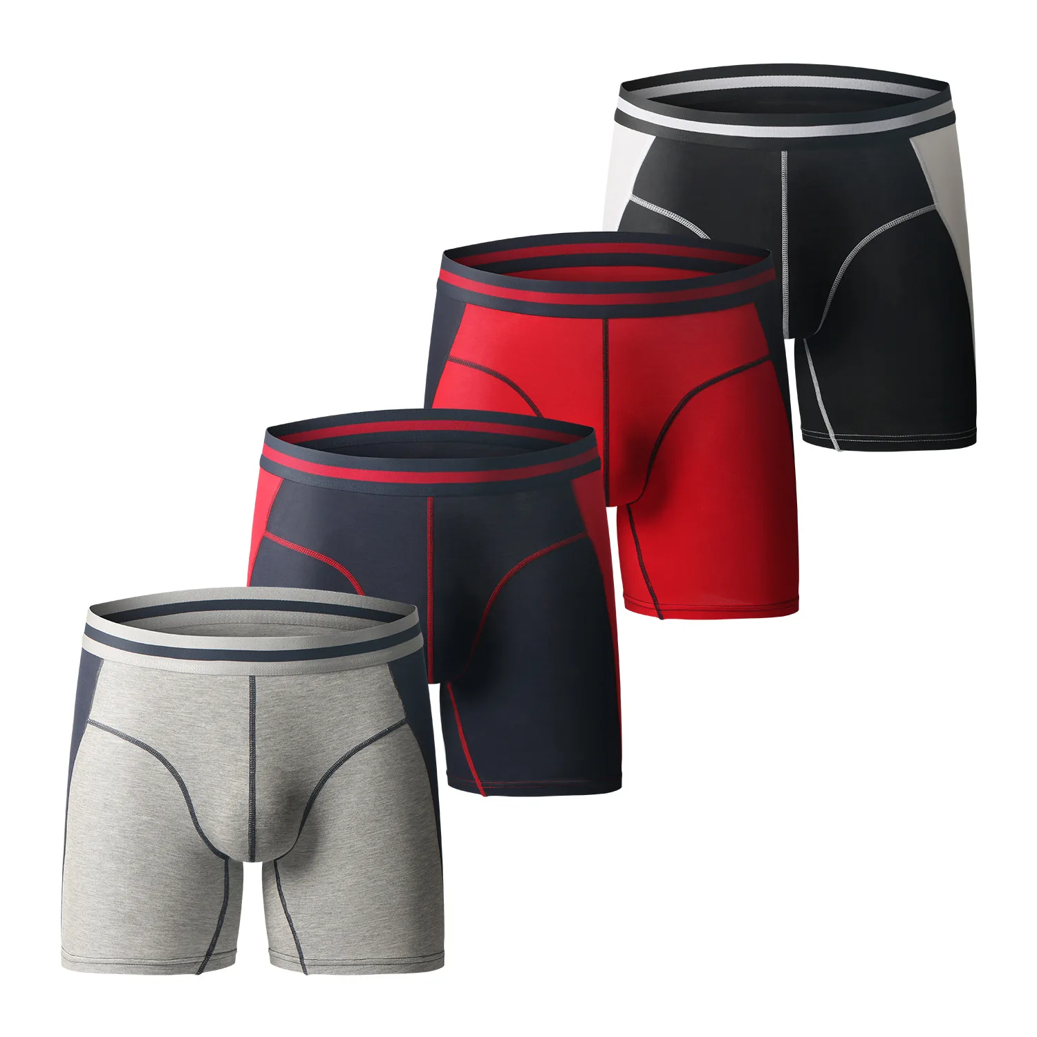 2021 Modal and Spandex comfort pouch custom logo men boxer briefs Men's underwear boxer brief boxer shorts, Black, red, light grey, dark blue