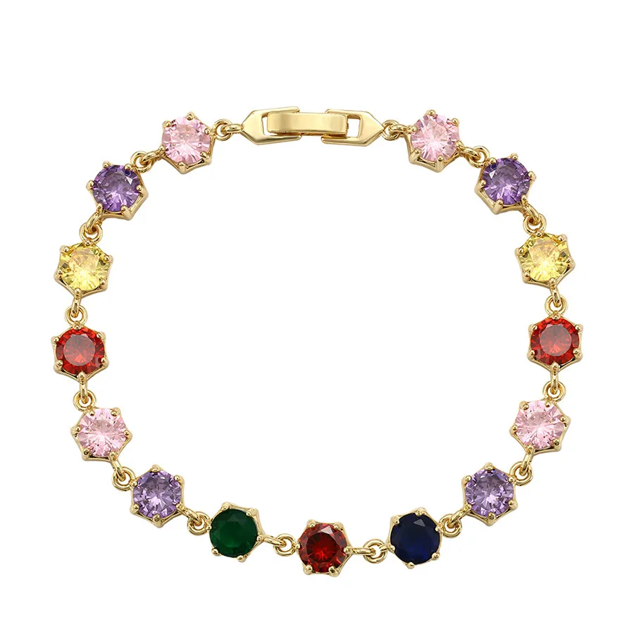 

bracelet-433 xuping jewelry Light Luxury Elegant Simple Temperament Color Diamond 14K Gold Plated Bracelet