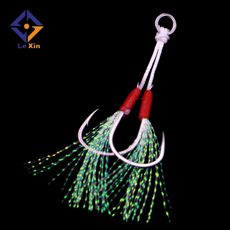 

High Steel Fishing Double Hook Jigging Hook Fishing Assist Hooks, Silver