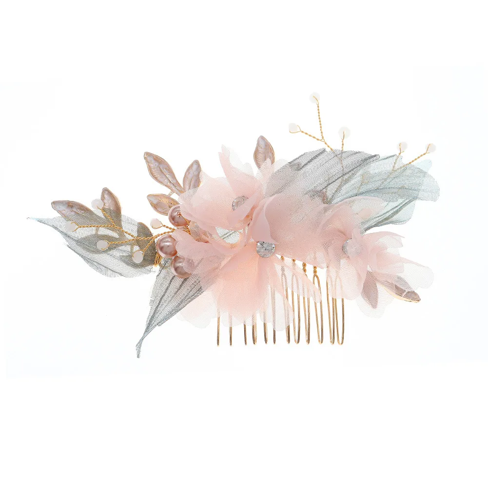 

Wholesale Fairly Wedding Hair Jewelry Accessories Headpiece Chiffon Flower Crystal Bridal Hair Comb, Silver