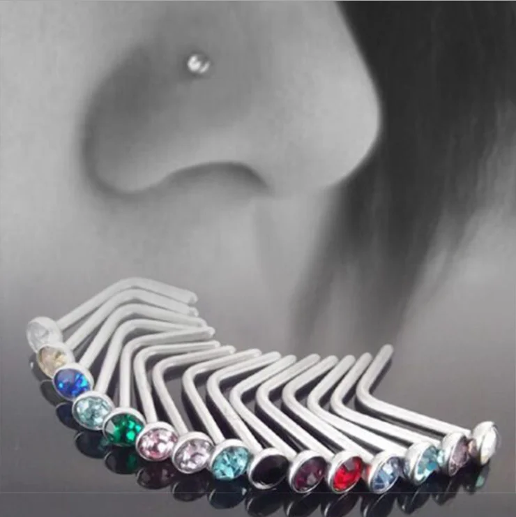 

Hot Sell Wholesale Non Piercing Septum Ring Body Jewelry For Women And Men A Pack Of Ten Stainless Steel Nose Stud, White/colorful