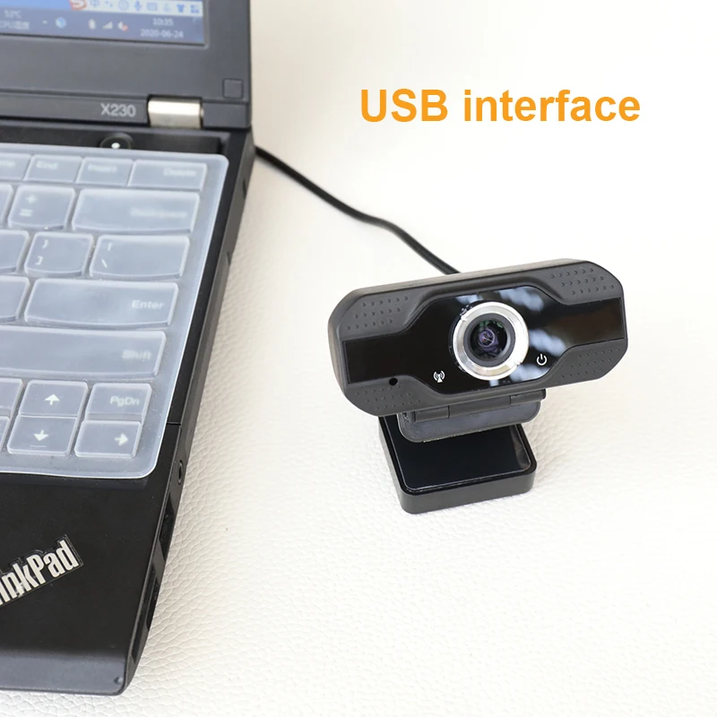 

Online Shop Microphone Desktop Camera Live Stream Video Chat HD High Definition Mini Webcam 1080P With Light, Black