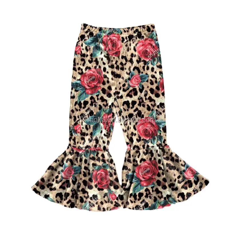 

2020 New Girl Seamless Flower Leopard Toddler Girl Clothes Bell Bottoms Fashion Girls Pants Casual Pants Spring Cute Pants, Picture