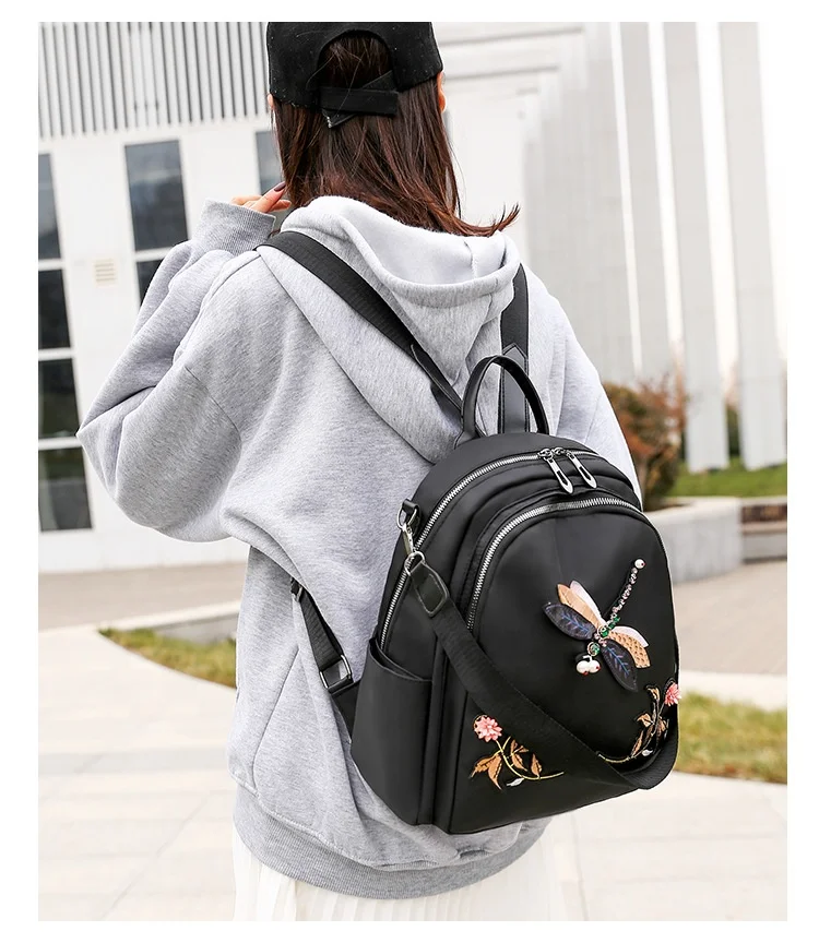 

Twinkle new design shoulder bag schoolbag embroidery oxford dragonfly Knapsack women's backpack