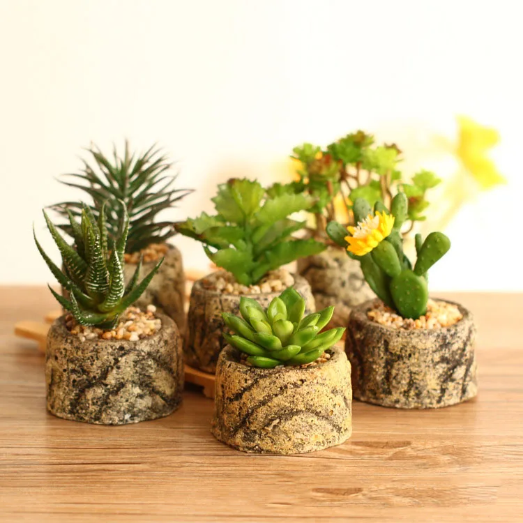

Mini Cute Cactus Aloe Office Home Garden Decoration Designer Ceramic Plant Pots Succulent Artificial Indoor Plants Potted, Customizable