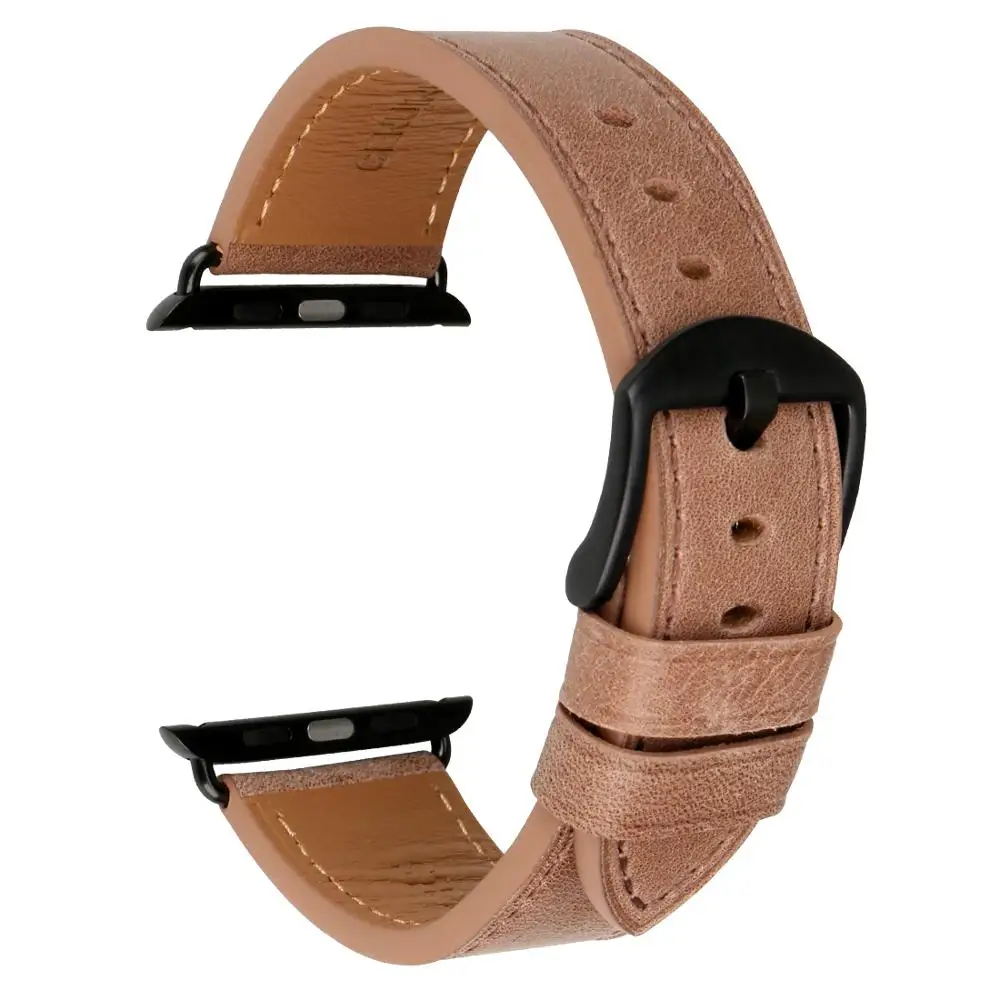 

Fashion Leather Watch Band Compatible with Apple Watch 44mm 42mm 40mm 38mm Watchbands for Series 6 5 4 3 2 1, Black/brown/grey/blue/orange