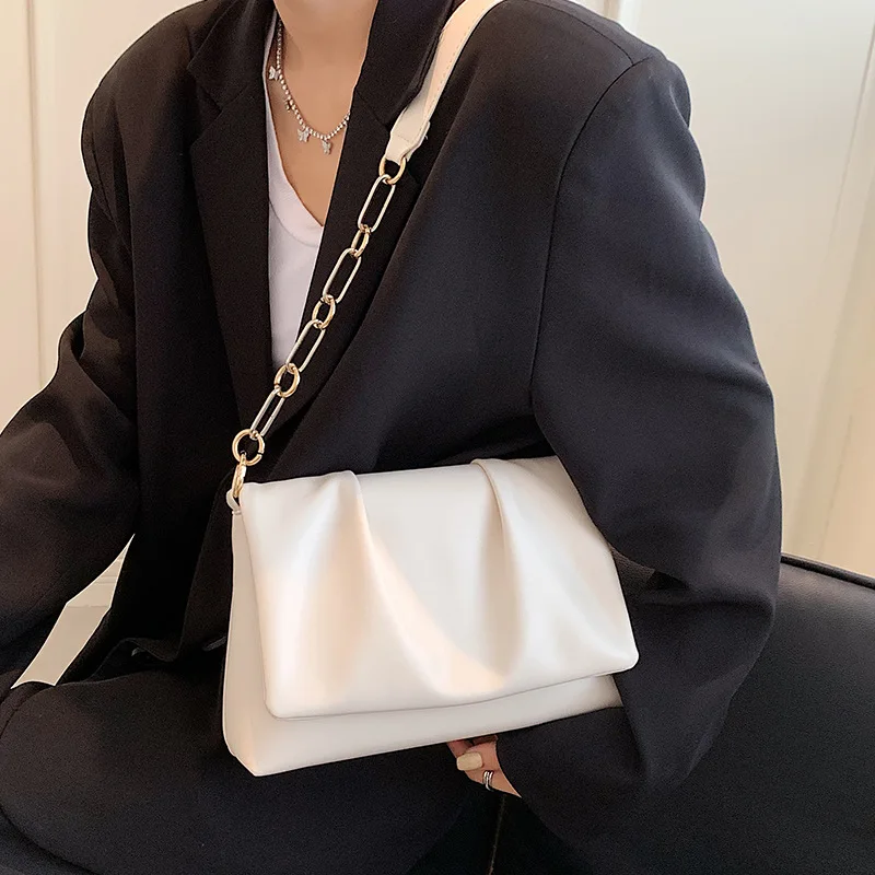 

sh11478a Thick Chain Design Armpit Bag Quality Leather Small Flap Shoulder Bags for Women 2021