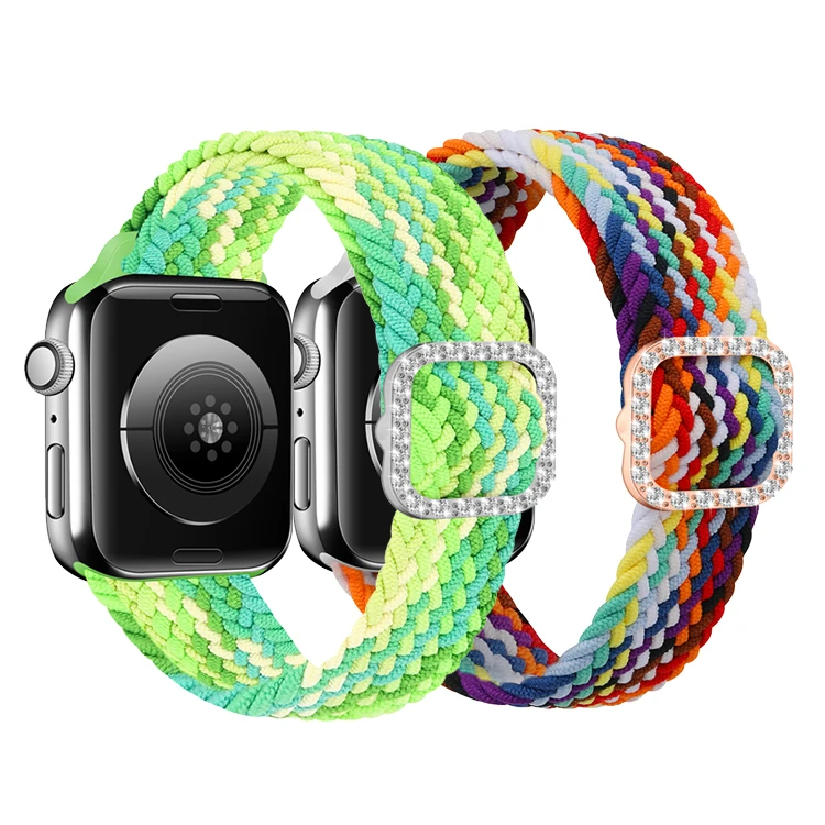 

For Apple Watch Band Diamond Nylon BlingBling Adjustable Soft Elastic Braided Watch Bands For Apple Watch Band Diamond