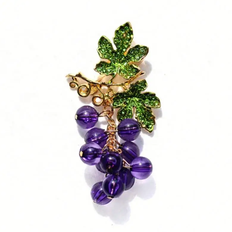 

New creative plant brooch grape bunch personality women's brooch alloy fruit shape brooch, Purple