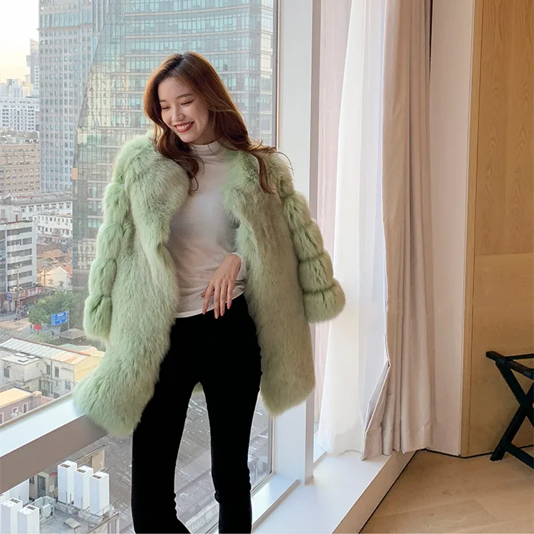 

Custom Coats Women Wholesale Fox Fur Coat Women Long Style Full Sleeve Fur Coat Women Real