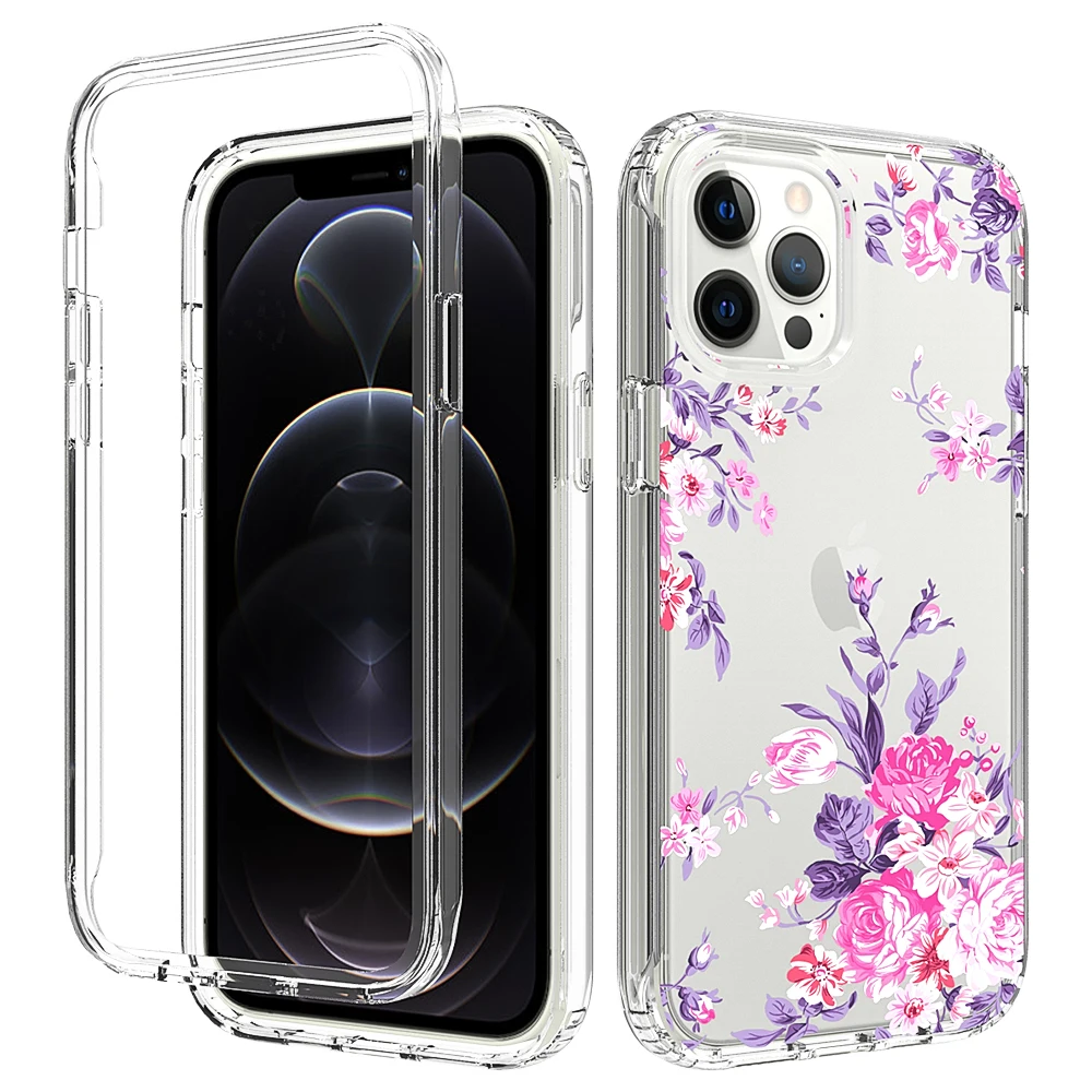 

Colorful Clear Back Cover For iPhone 12 Pro Max mini Fashion Eco Friendly Transparent Waterproof Shockproof TPU+PC Phone Cases