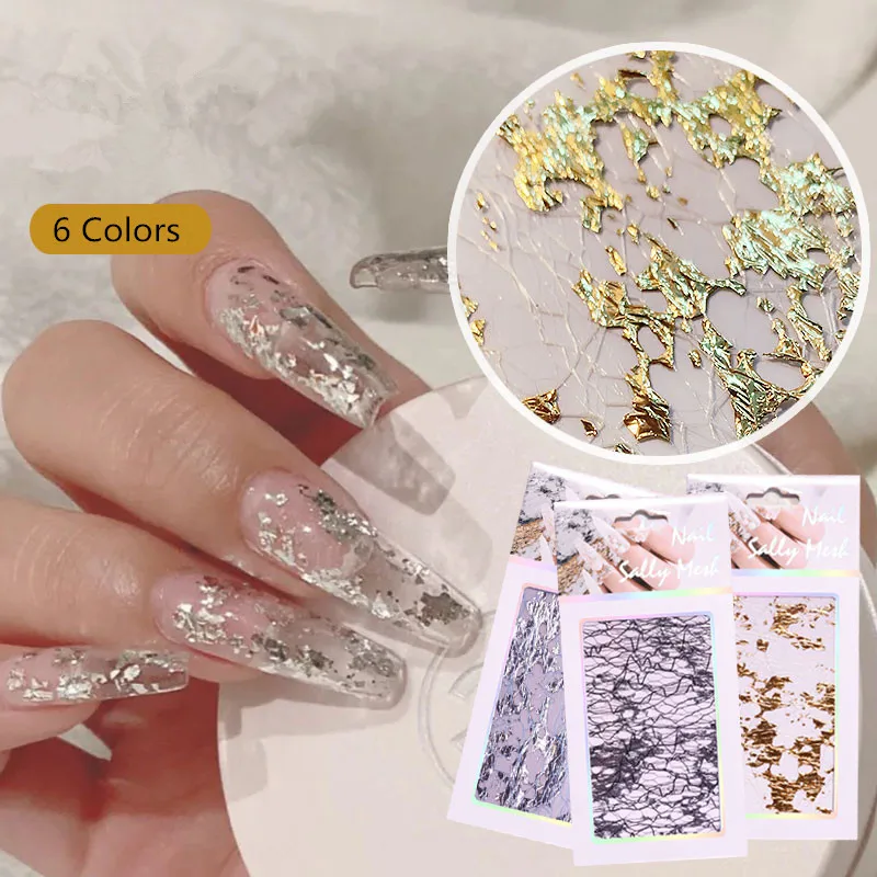 

salon New Style Silk Line Foil Wire Mesh Nail Stickers Golden/Pink/Silver Transfer Accessories DIY Nail Art Decoration 3D, 6 colors as photo show