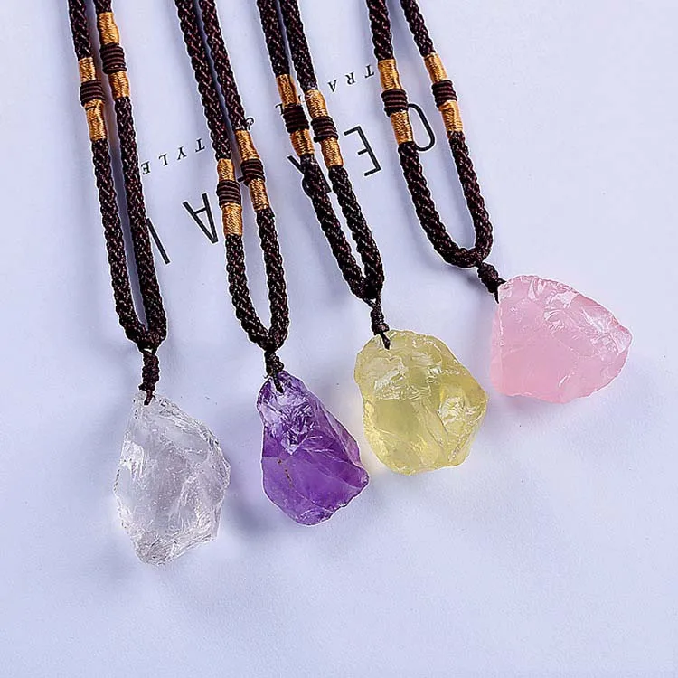 

Wholesale Classic Natural Anomaly Stone Crystal Amethyst Citrine Pendant Necklace